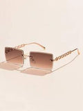 Shein - 1pc Women Square Sun Glasses With Metallic Decorations, Suitable For Daily Wear