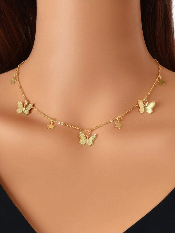 Shein Butterfly and star pendant chain