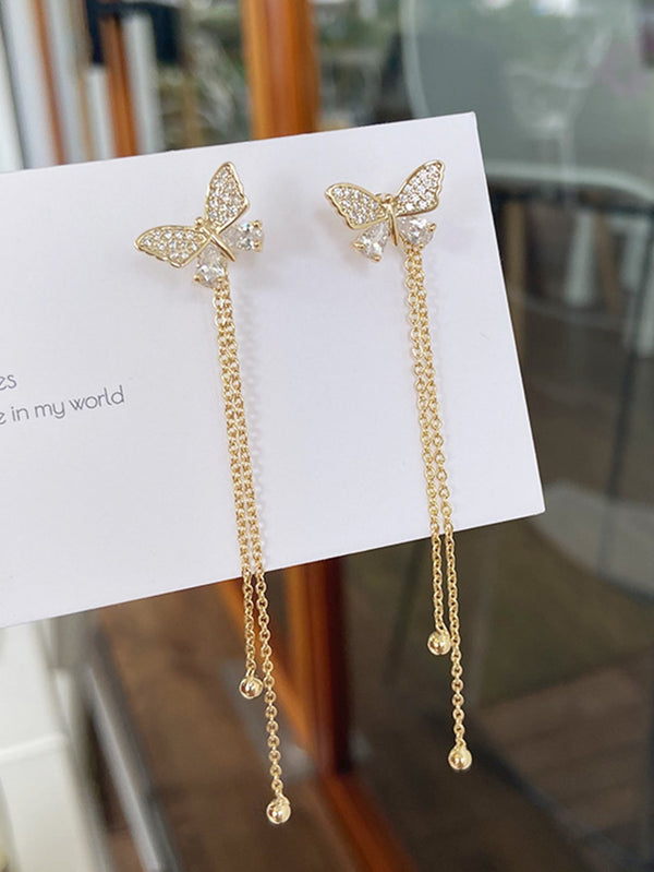 Shein - Rhinestone & Butterfly Decor Earring Jackets