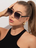 Shein - 1pc Metallic Square Fashionable Glasses