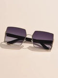 Shein - 1pc Metallic Square Fashionable Glasses