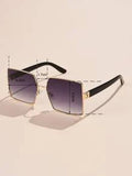 Shein - 1pc Metallic Square Fashionable Glasses