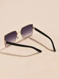 Shein - 1pc Metallic Square Fashionable Glasses