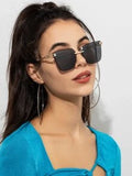 Shein - 1pc Women Decorative Metal Square Frameless Sunglasses