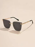 Shein - 1pc Women Decorative Metal Square Frameless Sunglasses