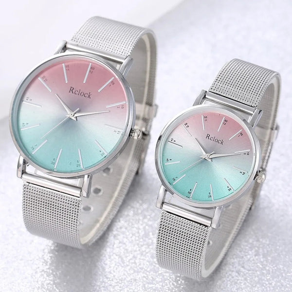 The Original Watches- Premium Couple Gift Set Wrist Watch 1-Silver Multi Dial Box