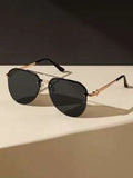 Shein - Elegant 1pair Aviator Frame Fashion Glasses