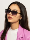 Shein - 1pc Women's Y2k Square Plastic Sunglasses