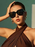 Shein - Geometric Frame Sunglasses Big Sunglasses