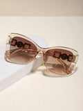 Shein - 1pair Faux Pearl Decor Cat Eye Sunglasses