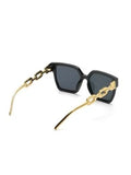 Shein - 1pair Women Chain Decor Geometric Frame Fashion Glasses