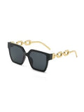 Shein - 1pair Women Chain Decor Geometric Frame Fashion Glasses