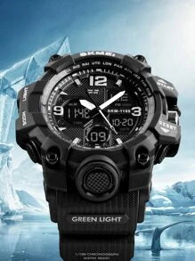 Shein - Skmei Electronic Sports Dual Movement Large Dial Waterproof Watch