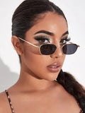 Shein- Tinted Metal Frame Sunglasses For Women