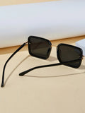 Shein - 1pair Unisex Square Frame Fashion Sunglasses For Summer