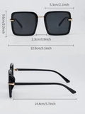 Shein - 1pair Unisex Square Frame Fashion Sunglasses For Summer