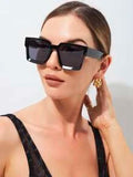 Shein - 1pc Plastic Women Fashion Square Sunglasses
