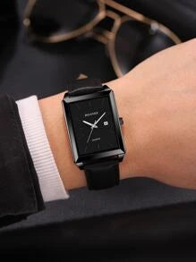 Shein - Men Square Pointer Quartz Watch