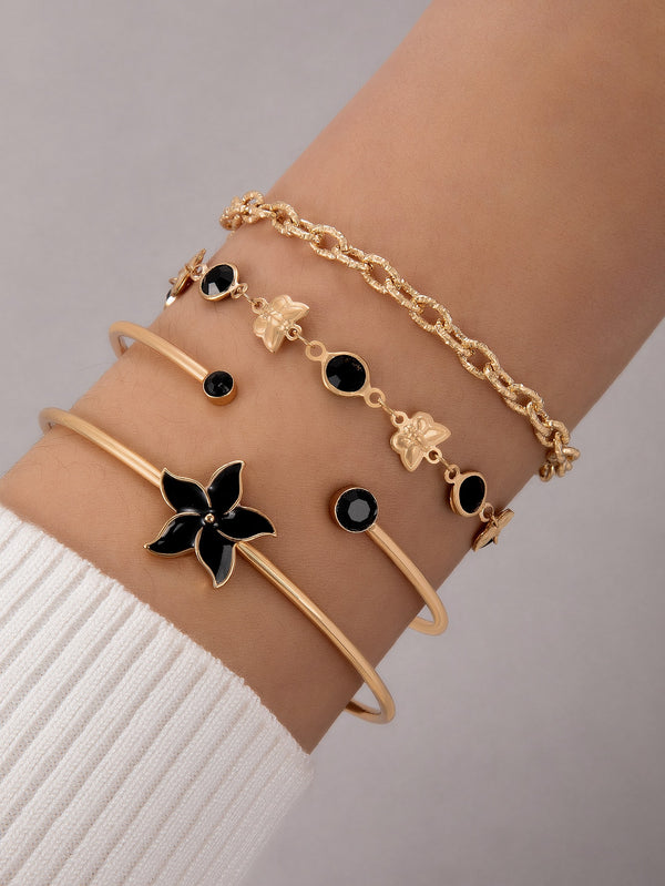 Shein - 4pcs/set Butterfly Decor Bracelet