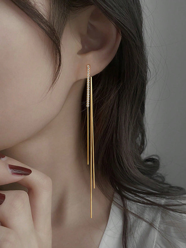 Shein - Metal Tassel Drop Earrings