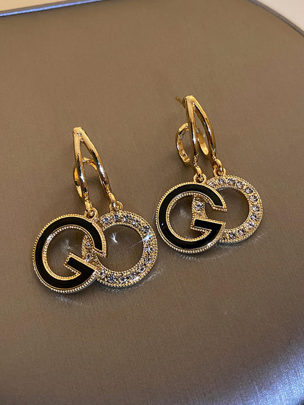 Shein - Rhinestone Letter Drop Earrings