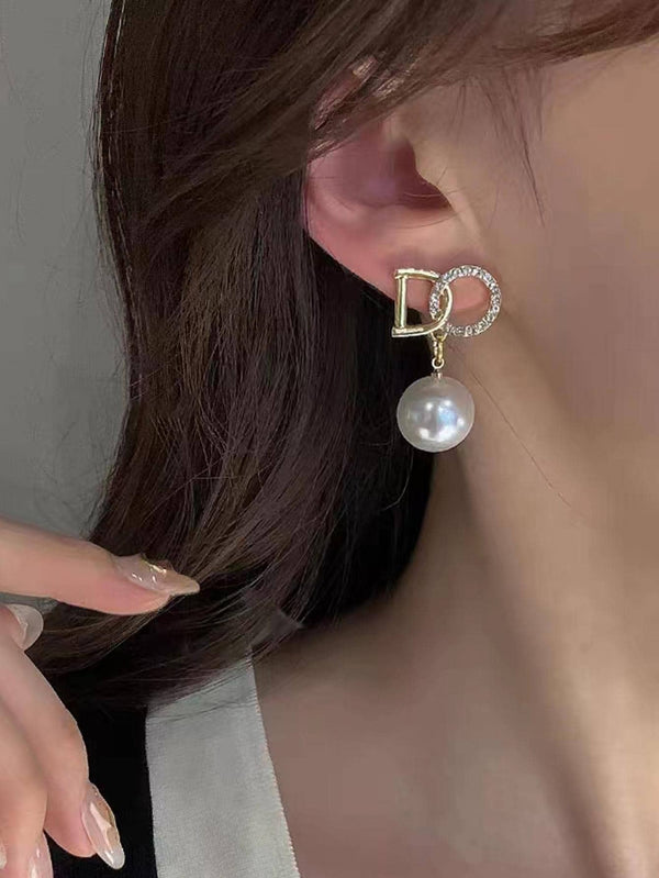 Shein - 2023 New Arrival French Faux Pearl Earrings, Korean Style High-End Elegant Ear Accessories For Women With Vintage Design And Chic Feeling