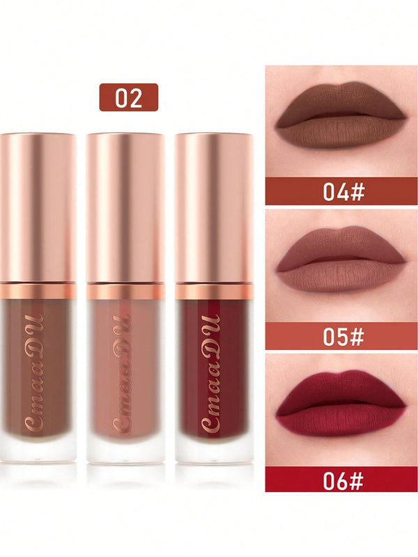 Shein - Matte Lipstick, 3Pcs Velvet Lip Gloss , Easy To Apply