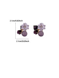Shein - French-Style Purple Flower Earrings With Multiple Elements, Korean And Japanese Style, Exquisite And Charming Ear Studs
