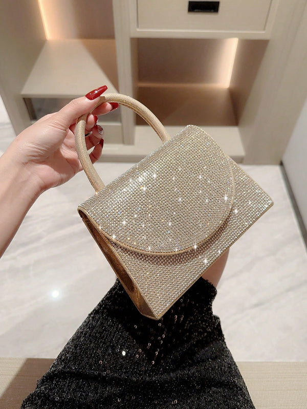 Shein - Moonlit Evebag Glitter Bling, Sequin, Luxury, Shiny Mini Flap Square Bag Glamorous Rhinestone Decor Glitter, Perfect Bride Purse For Wedding, Prom & Party Events Evening Bag, Dinner Bag For Party Girl, Woman