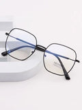 Shein - Unisex Metal Frame Anti-Blue Light Casual Eyeglasses For Daily Life