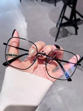 Shein - Unisex Metal Frame Anti-Blue Light Casual Eyeglasses For Daily Life