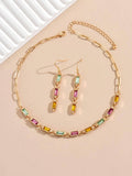 Shein - 3Pcs/Set Exquisite Rhinestone Decor Jewelry Set For Women For Party