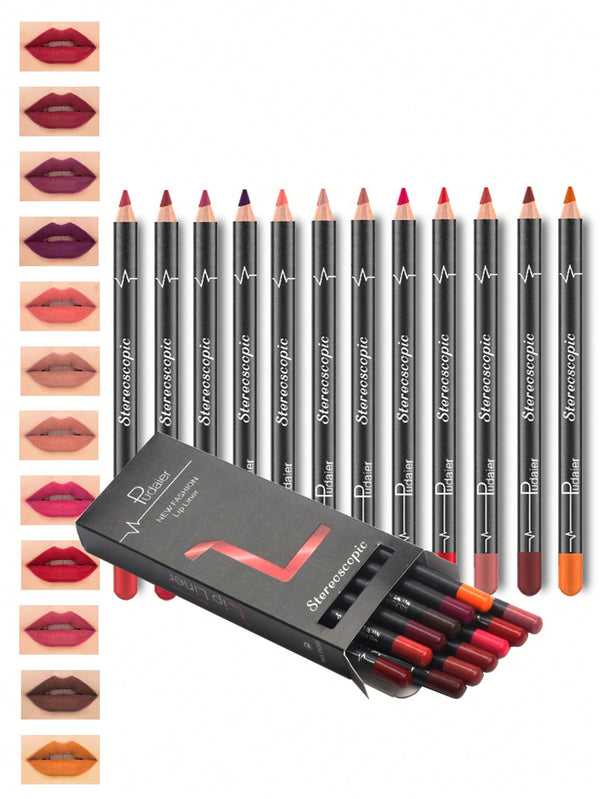 Shein - Waterproof Lipliner, 12pcs Matte Lipliner Pencil Set