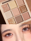 Shein - 9-Color Eyeshadow Palette, Semi-Matte & Shimmery Finish Eyeshadow Tray Shimmer Long-Lasting Eye Shadow