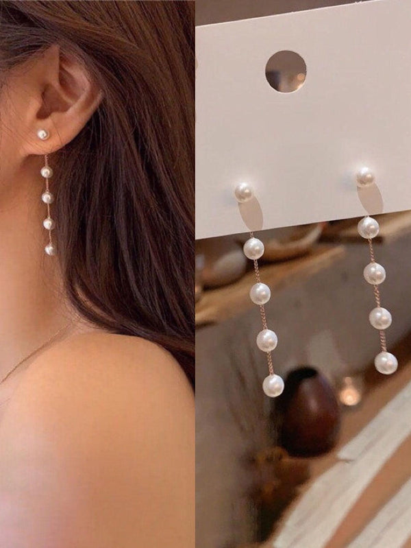 Shein - Faux Pearl Decor Earring Jackets