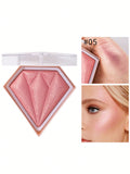 Shein - Diamond Shaped Powder Highlighter, 1Pc Long-Wearing Brightening Highlighter Contour Makeup Palette Brighten Natural Contouring - Pink