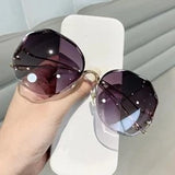 Shein - Elegant Frameless Glasses Round Sunglasses