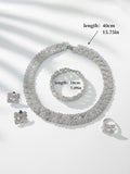 Shein - 5Pcs Rhinestone Heart Decor Jewelry Set