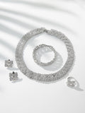 Shein - 5Pcs Rhinestone Heart Decor Jewelry Set