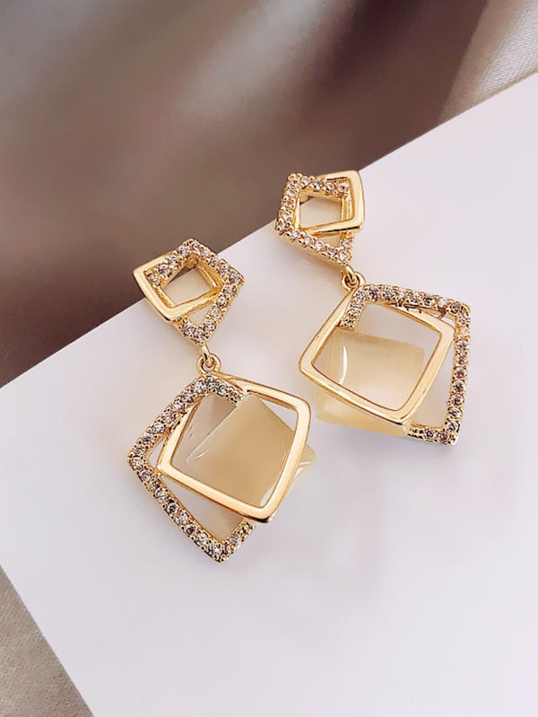 Shein - Geometric Design Dangle Earrings For Women, Stylish Earrings With Elegant Charisma