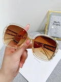 Shein - Cute 1pc New Fashion Large Frame Uv Protection Trendy Round Face Glasses