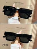 Shein - 1pc Square Plastic Frame Black Fashion Sunglasses For Beach Sunshade