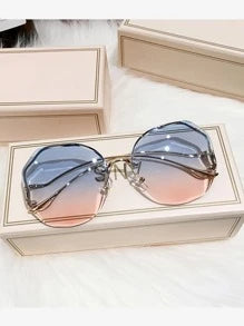 3pcs Women's Fashion Uv400 Metal Frame Oversized Square Sun Glasses Retro Stylish Design Elegant Shades