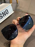 Shein - 1pc Korean Style Big Frame Sunglasses Elegant Sunglasses Beach Sun Glasses