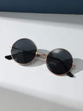 Shein - 1pc Unisex Retro Round Fashion Sunglasses With Metallic Decoration