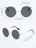 Shein - 1pc Unisex Retro Round Fashion Sunglasses With Metallic Decoration