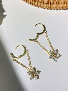 Shein - 1pair Delicate, Fashionable, Sweet, Simple Flower Shaped Chain Earrings