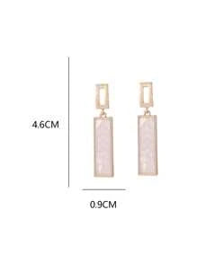 Shein - 1pair Elegant & Simple Vintage Style Long Rectangle Shaped Mother Of Faux Pearl Earrings