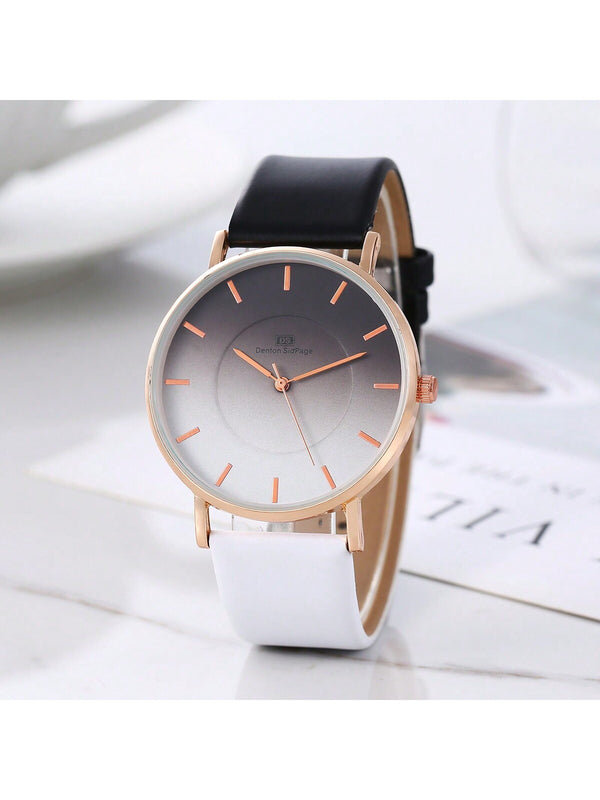 Shein - Women'S Simple Ds Dual Color 12 Roman Numeral Studs Wristwatch