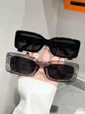 Shein - 2pcs/Set Unisex Multicolor Square Full Frame Plastic Frame Sunglasses